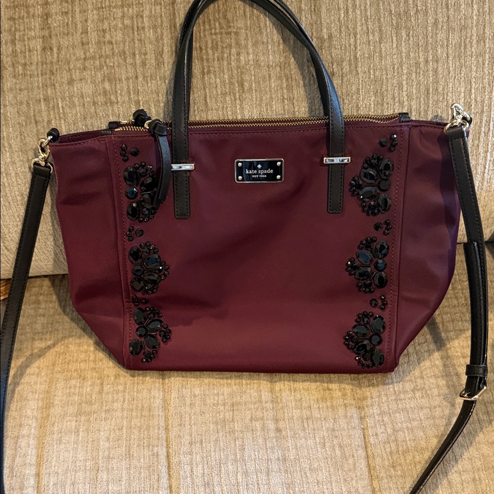 Kate Spade Plum Embellished Satchel 11 by 14